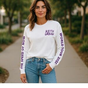Keith Urban World Tour 2022 White Long Sleeve Women's Top